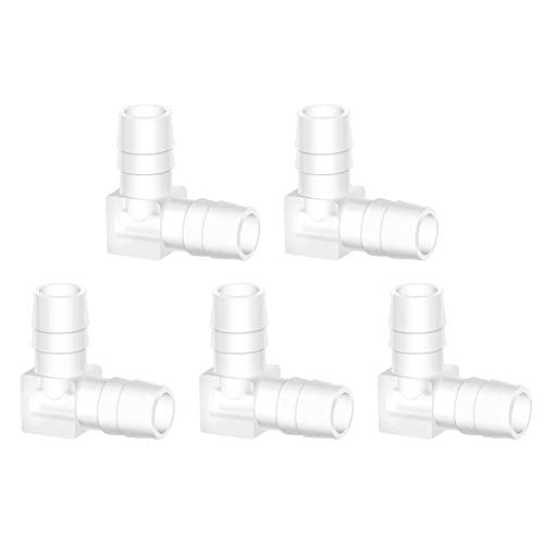 5/16" Hose Barb 90 Degree Elbow L Fitting, Plastic 2 Way Equal Barbed Joint Splicer Mender Union Adapter Hose Fitting (Pack of 5) - size: 5/16" (5Pcs)