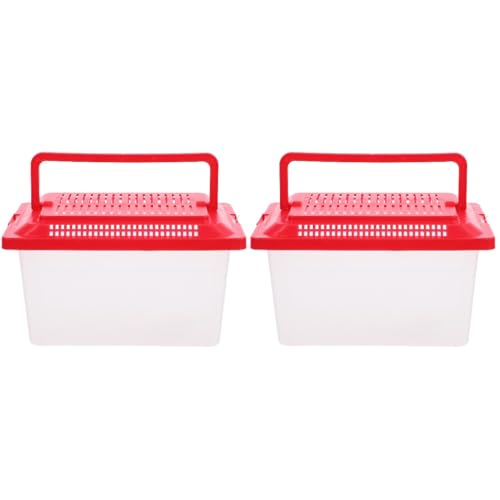 FRCOLOR Portable Fish Tank Handheld Aquarium 7.08X8.66X4.33In Transparent Turtle Box Compact Plastic Reptile Habitat for Fish Turtle Hamster Home Travel - size: 18x11cmx2pcs