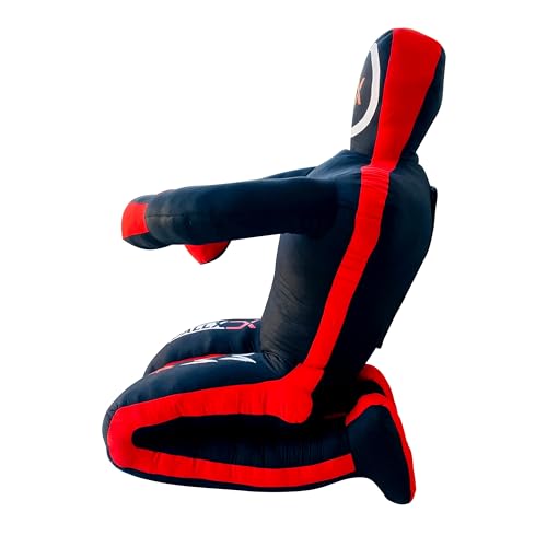 DALLX MMA Grappling Dummy BBJ Wrestling Brazilian Jiu Jitsu Punching Bag Judo Karate Throwing Boxing Fighting Dummy Self Defense Sitting Position – UNFILLED - color: BLACK RED, size: 5FT