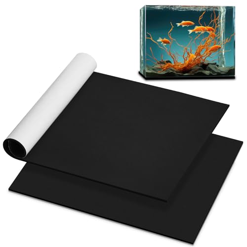 1 Pcs 19.6 x 13 Inch Aquarium Fish Self Leveling Mat for Under Tank 5mm Thick Foam Compressible Neoprene Mat with Adhesive Backing Shockproof Waterproof Easy to Cut Stability, Black