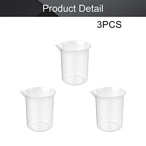 Othmro 3Pcs 100ml Measuring Cups PP Plastic Graduated Beaker Clear Scale Cups Plastic Graduated Cups Liquid Measuring Mixing Cups Graduated Plastic Measuring Cups for Lab Kitchen Liquids Transparent