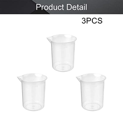 Othmro 3Pcs 100ml Measuring Cups PP Plastic Graduated Beaker Clear Scale Cups Plastic Graduated Cups Liquid Measuring Mixing Cups Graduated Plastic Measuring Cups for Lab Kitchen Liquids Transparent