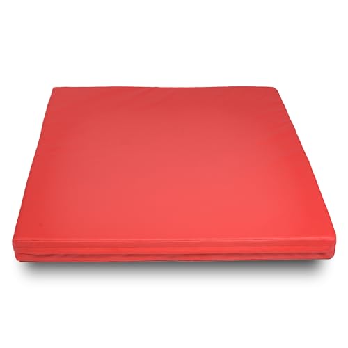 Foamma Gymnastics Mat - 8" x 4 ft x 4 ft, Red Landing Mat for Kids and Adults, Wrestling Mat with Waterproof Cover, High-Density Tumbling Mat, Gymnastics Equipment for Indoor and Outdoor - size: 4ft x 4ft, style: 8" Thickness
