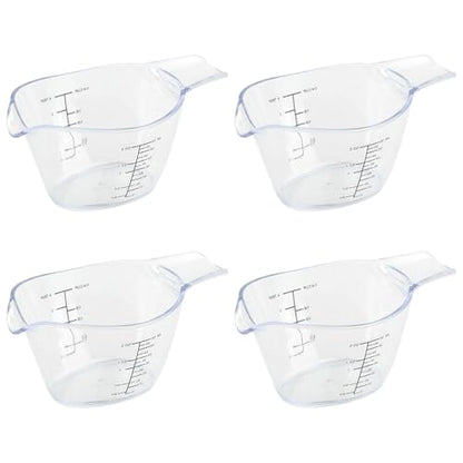 4 Pack Small Measuring Cups, 2oz/60ml Mini Measuring Cup with tsp/Tbsp/oz/ml Markings, Double-Sided Clear Easy-Read Scale for Kitchen, Resin, DIY, Beauty Mixing