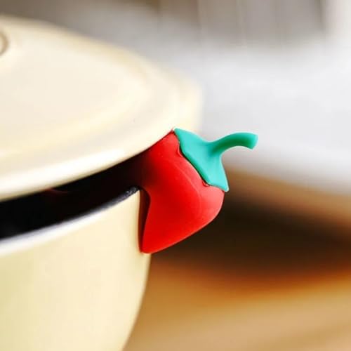 8 Pcs Pot Lid Holder Pepper-Shaped Silicone Lid Lifters Non-Slip Heat Resistance Kitchen Cooking Gadgets Accessories