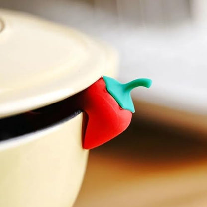 8 Pcs Pot Lid Holder Pepper-Shaped Silicone Lid Lifters Non-Slip Heat Resistance Kitchen Cooking Gadgets Accessories
