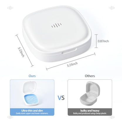 2 Pack Retainer Case Aligner Case Vent Holes Removable Silicone White Blue - color: 2Pack White Blue
