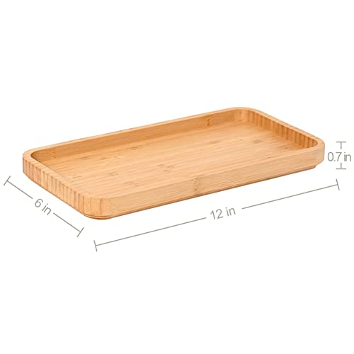 Bamboo Vanity Tray Bamboo Counter Tray Rack for Organizing Decor Display Toilet Tank Top Tray Pallet, Bathroom Storage Vanity Pallet 11.8 x 6 x 0.7in