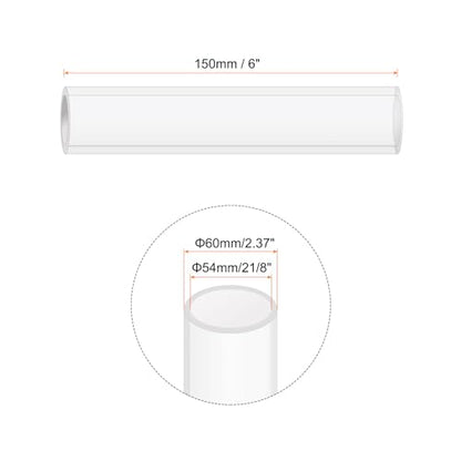 6" Clear Plastic Rigid Pipe 54mm ID x 60mm OD (2 1/8" ID x 2.375" OD) Acrylic Round Tubing, [for Plumbing, Hydraulics, Aquarium] - size: 2 1/8" x 2.375"