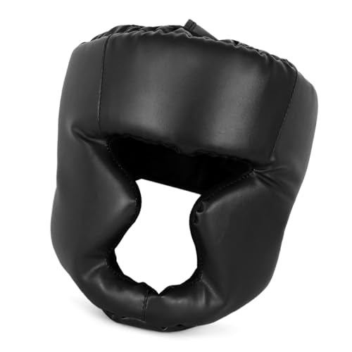Kickboxing Headgear, PU Leather MMA Sparring Helmet, with Thick Foam Padding, Full Coverage for Boxing, MMA, Martial Arts, Comfortable Adjustable Closure Lock, Holes for Good
