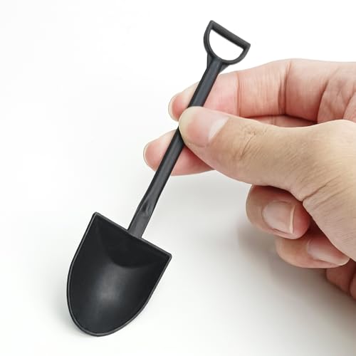 100PCS Mini Shovel Spoons for Desserts, Individual Packing Mini Shovel Spoons, Black Plastic Shovel Shaped Spoon for Party or Family