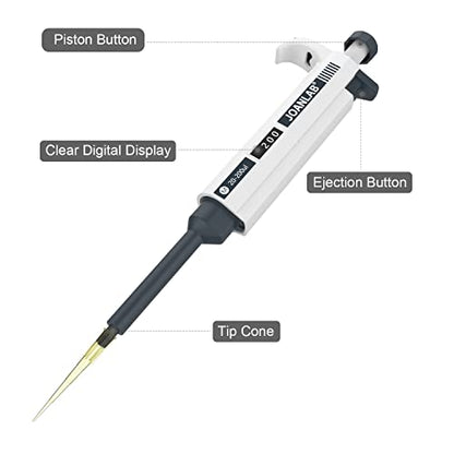 Micropipette 20-200ul Manual Adjustable Single Channel Pipettes High Accurate Lab Pipettors with 600pcs Pipette Tips - color: 20-200ul