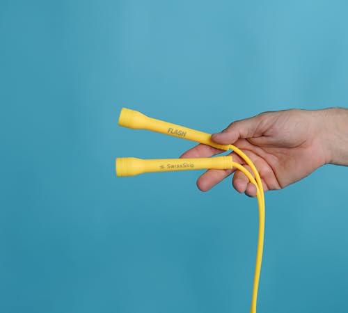 Speed Jump Rope by Dayan Kolev, 5mm PVC Skipping Rope, Great for Beginners and Advanced Athlets, Designed for Fitness, Cardio, Boxing & CrossFit, Adjustable length with Unbreakable Handles - color: Yellow