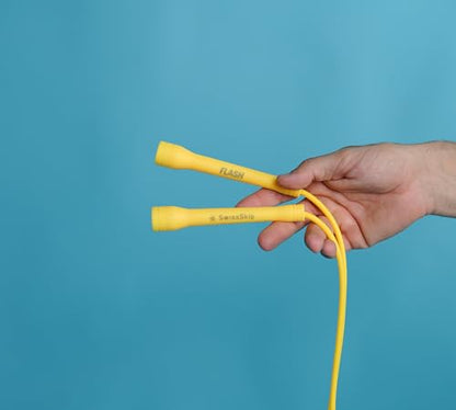 Speed Jump Rope by Dayan Kolev, 5mm PVC Skipping Rope, Great for Beginners and Advanced Athlets, Designed for Fitness, Cardio, Boxing & CrossFit, Adjustable length with Unbreakable Handles - color: Yellow