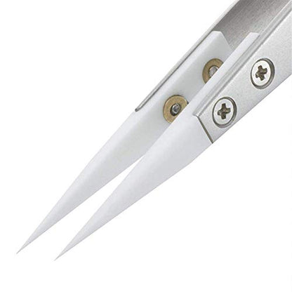 FLYINGSEA Stainless Steel Ceramic Tweezers, Antimagnetic, High Temperature Resistant, Non-Conductive, 3000 Degrees