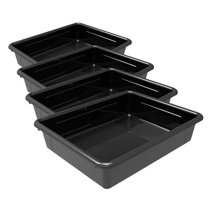 Storex Storage Tray, Letter Size, 10 x 13 x 3 Inches, Black (1 Tray only) (Pack of 4) - size: 13" x 10" x 3" (Pack of 4)