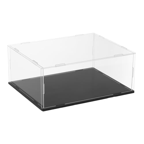 uxcell Acrylic Clear Display Case for Collectibles Self-Assemble Display Boxes with Black Base Dustproof Countertop Storage Box for Collectibles Action Figures, 9.8 x 7.9 x 3.9 Inch - size: 9.8 x 7.9 x 3.9 Inch