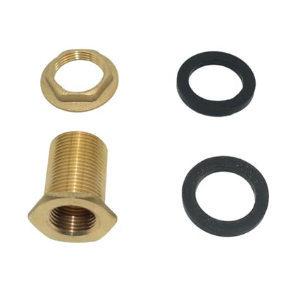 VARMHUS Solid Brass Bulkhead Fitting,2 Rubber Seal Washers, NPT Female to NPT Male Thread Water Tank Connector for Rain Barrels Aquariums (1PC 3/4" Female 1/2" Male) - size: 1PC 3/4" Female 1/2" Male