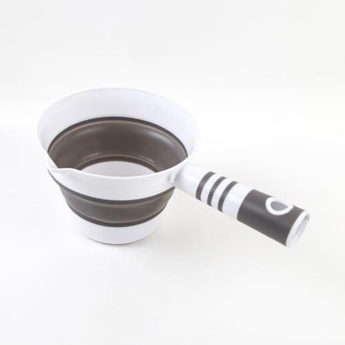 Folding Water Ladle Collapsible Water Dipper Water Scoop Portable Foldable Bath Ladle for Kitchen Bathroom Grey