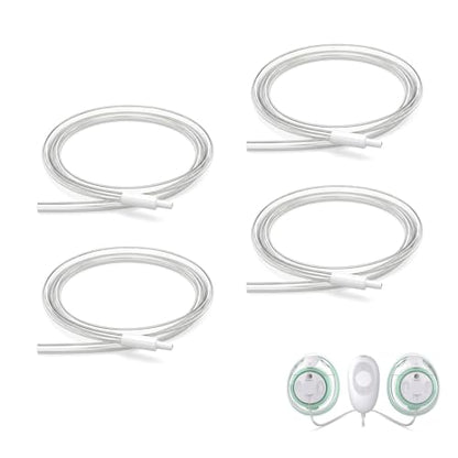 4 Pack Replacement Tubing Compatible with Elvie Stride, Breast Pump Tubing with Tube Connectors, Connect Motor Unit and Breast Shields, Durable and Easy to Clean, Replacement Pump Parts, Clear