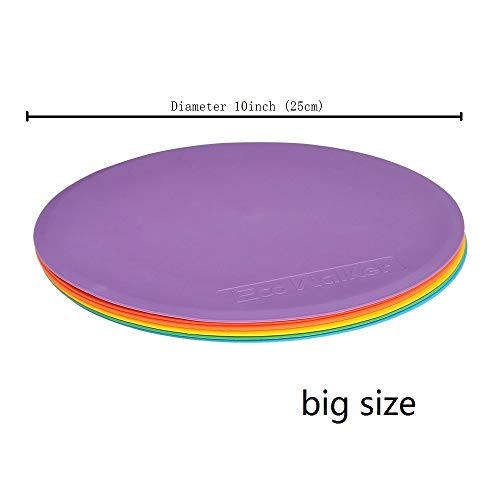 10 inch Spot Markers, Set of 6 Flat Field Cones (25 cm) - Non-Slip Floor Markers for Soccer, Basketball, Football, Speed & Agility Training, Gym Class & Coaching Drills