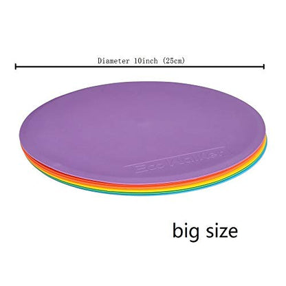 10 inch Spot Markers, Set of 6 Flat Field Cones (25 cm) - Non-Slip Floor Markers for Soccer, Basketball, Football, Speed & Agility Training, Gym Class & Coaching Drills