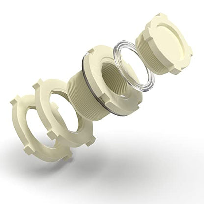1PCS White ABS 2-1/2" Bulkhead Tank Connector Adapter Fitting with Plugs & Gasket for Water Tank, Rain barrels, Aquariums, Bathtubs and Sink - size: 2-1/2"(ABS) with Plugs & Gasket
