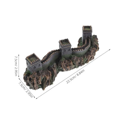 BESTonZON Great Wall of China Model Aquarium Decor 8.85 Inch Miniature Chinese Bridge Sculpture for Fish Tank Landscape Ornaments Home Office Shelf Decoration