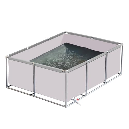 Versatile Aquarium Pool Outdoor Use Durable FoldableTemporary Fish Pond,Portable Aquaculture Water Tank - Canvas Fish Pond with Frame, 1.5×1×0.9m (4.9×3.3×2.9ft), Ideal for Temporary Saltwat - color: White, size: 1.5×1×0.9m(4.9×3.3×2.9ft)