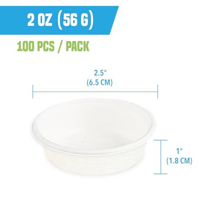 Pet Food and Water Cups, No More Soaking Dishes, Fits on Slim Ledges, No Food Leftover, No Plastic Leftover, Add to Compost or Isopod Tub, Suitable for Gecko Tanks (2 oz, 100 Pack)