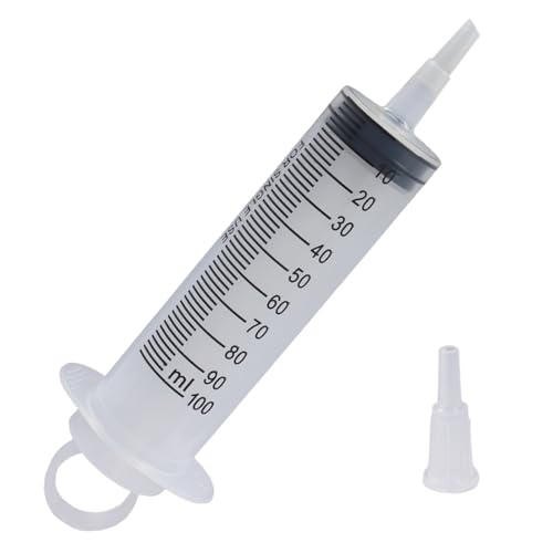 100ml Syringes Without Needle, 4 Pack Plastic Syringe with Cap for Pet Feeding, Scientific Labs, Glue, Oil & Precise Liquid Measurement - size: 100ml