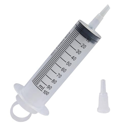 100ml Syringes Without Needle, 4 Pack Plastic Syringe with Cap for Pet Feeding, Scientific Labs, Glue, Oil & Precise Liquid Measurement - size: 100ml