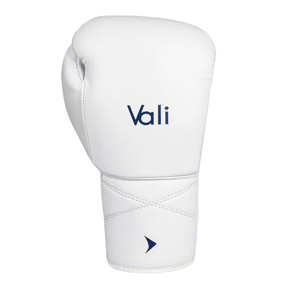 Vali Lancer Leather Lace Up Boxing & MMA Gloves for Pros Sparring - color: White, size: 16OZ