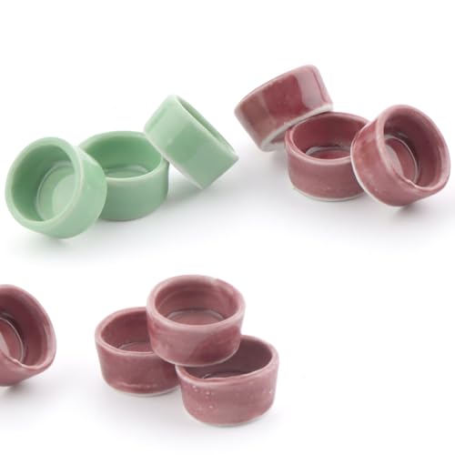 9 Pcs Tarantula Water Bowl Ceramic Mini Dish for Spider Tarantula Hermit Crab Terrarium Breeding Feeders (Colors May Vary)