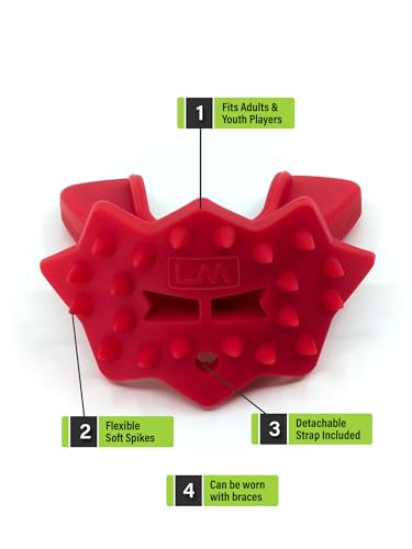 Loudmouth Football Mouth Guard - 3D SpikeSurge Football Mouthpiece with Strap, Fits Adult & Youth, Mouth Guard Football Accessories (Falcon Red) - color: Falcon Red