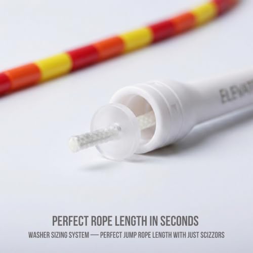 Elevate Rope Beaded Jump Rope, 1 in Beads, 10 ft Adjustable, Segmented - color: Red/Orange/Yellow/White