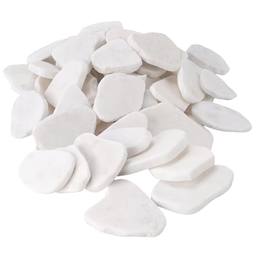 SINJEUN 35 PCS White Rocks for Painting, 2"-3" Flat Painting Rocks, Paintable Rock for Arts and Craft DIY Decoration