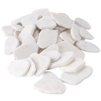 SINJEUN 35 PCS White Rocks for Painting, 2"-3" Flat Painting Rocks, Paintable Rock for Arts and Craft DIY Decoration