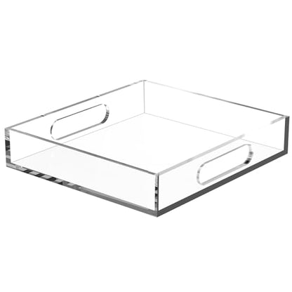 Acrylic Organizers Tray, Acrylic Tray for Ottoman, Serving Tray with Handle, Lucite Tray Organizer for Bench, Coffee Table Countertop, Kitchen, Bathroom, Living Room, Powder Room