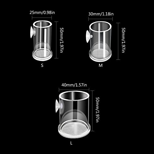 Acrylic Feeding Jar Fish Feeder Brine Shrimp Eggs Red Worms Food for Fish Feeding Bowl with Suction-Cup - size: Large