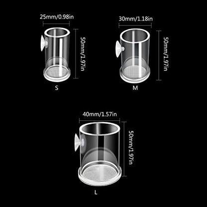 Acrylic Feeding Jar Fish Feeder Brine Shrimp Eggs Red Worms Food for Fish Feeding Bowl with Suction-Cup - size: Large