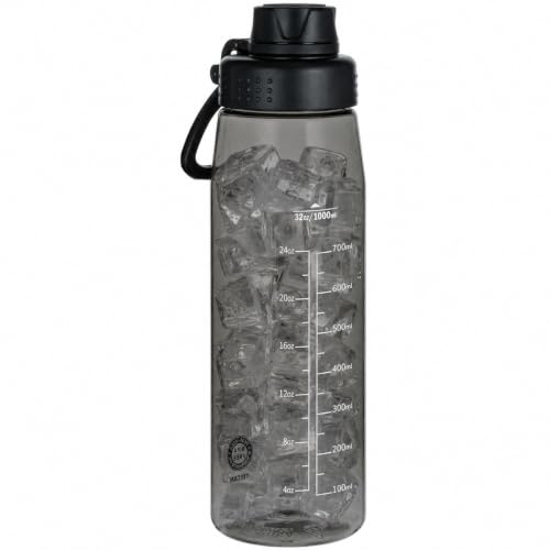 32oz Clear Water Bottle - BPA-Free Tritan Plastic, Fast Flow Spout Lid, Wide Mouth & Leakproof Design Hiking Water Bottle Suitable for Travel, Outdoors, Gym, Travel, Home, School(Black) - color: Black