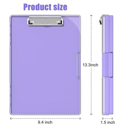 Hongri Clipboard with Storage, Purple 8.5 x 11 Clip Board, Dual Compartmen - color: Light Purple