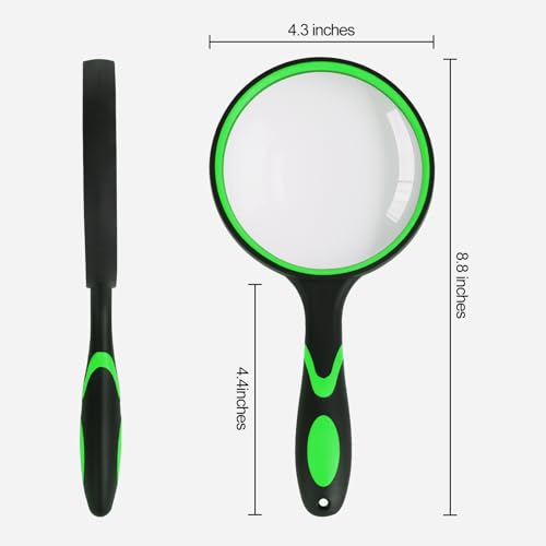 Handheld Magnifying Glass, Magnifier with 100MM Glass Lens - Ideal for Close Work, Reading Books & Newspapers, Insect Observation