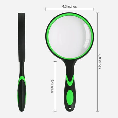 Handheld Magnifying Glass, Magnifier with 100MM Glass Lens - Ideal for Close Work, Reading Books & Newspapers, Insect Observation