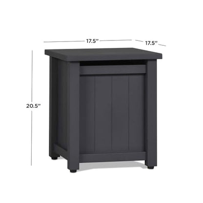 Modern Propane Tank Cover, 20.5" H x 17.5" W, Powder-Coated Metal/Plastic, Gray Finish, Rectangle Design, UV/Rust-Resistant Outdoor Accessory Doubles as Side Table