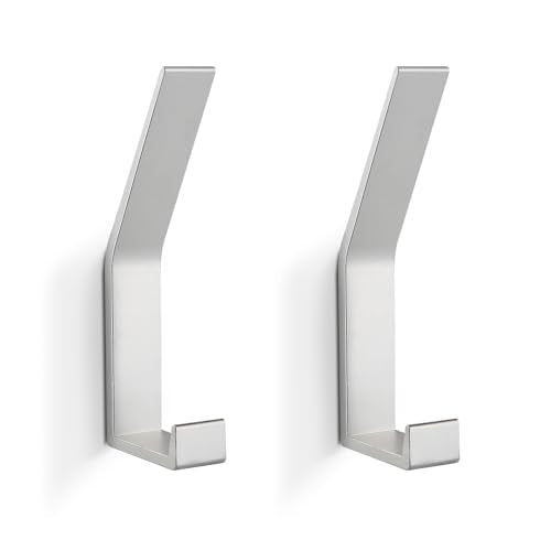 Coat Rack Hooks Wall Mounted, Silver 2Packs, Bath Towel Rope Hooks for Kitchen, Door, Cabinet, Bathroom, Foyers, Hallways, and Bedrooms - color: Silver, size: 2Packs