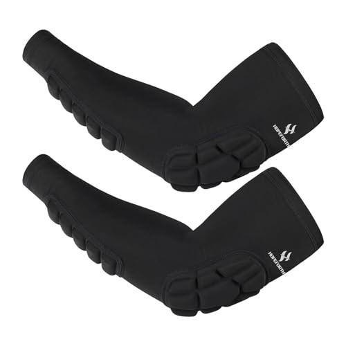2PCS Padded Elbow Forearm Sleeves Compression Arm Protective Support - color: Black, size: Small
