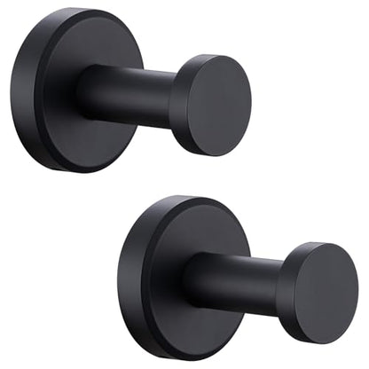 APLusee Matte Black Towel Hooks, Space-Saving for Bathroom Shower, 2 Pack - color: Matte Black, size: 2 Pack
