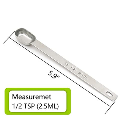 3PCS 1/2tsp (1/6tbsp, 2.5ml) Single Measuring Spoon, Stainless Steel Long Handle Individual Teaspoons Only - size: 1/2tsp|1/6tbsp|2.5ml